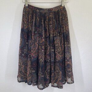 Ellen Tracy Linda Allard design Silk Lined Paisley Skirt 2 Dark Academia Fairy